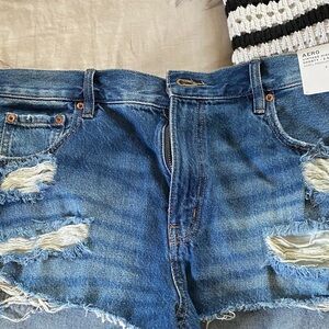 Aero Blue Distressed Jean Shorts